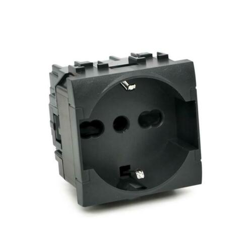 Presa Schuko Unel (16A-250V) T1-Art Nero MAPAM 814N Compatibile Bticino Living Light Tech International