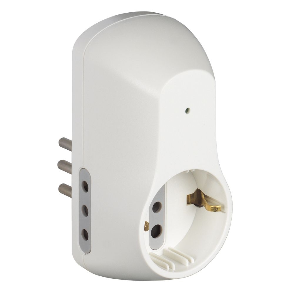 Adattatore Presa Italiana/Tedesca Con Salvafulmine - Bianco BTICINO S3610DF