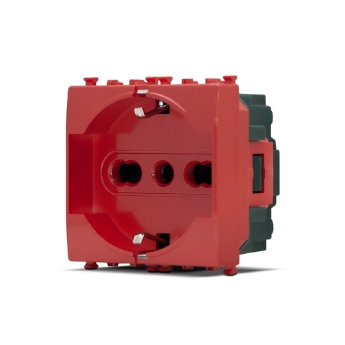 Presa Schuko Unel 3.0 (16A-250V) T2 Linea Emergenza Rosso MAPAM 614R